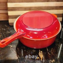 LE CREUSET Cast Iron 3.75Qt Dutch Oven Saucepan WithSkillet Lid Cerise