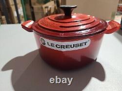 LE CREUSET Cocotte 2L Cerise Red Heart Shaped Enamel Cast Iron Dutch Oven