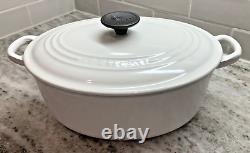 LE CREUSET ENAMELED CAST IRON OVAL WHITE DUTCH OVEN 3.5 Qt #27 EUC