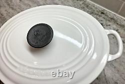 LE CREUSET ENAMELED CAST IRON OVAL WHITE DUTCH OVEN 3.5 Qt #27 EUC