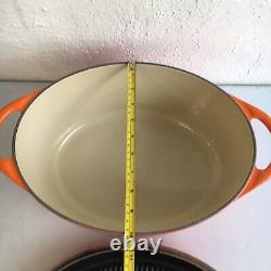 LE CREUSET ENAMELED CAST IRON Orange Red OVAL FLAME DUTCH OVEN & GRILL LID #32