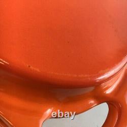 LE CREUSET ENAMELED CAST IRON Orange Red OVAL FLAME DUTCH OVEN & GRILL LID #32