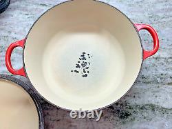 LE CREUSET Enameled Cast Iron Dutch Oven Round 26 Red-see chipped interior