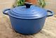 Le Creuset France #24 4.5 Qt Matt Blue Dutch Oven Withlid Cast Iron Enamel Chip