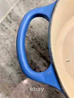 LE CREUSET FRANCE #24 4.5 QT MATT BLUE DUTCH OVEN WithLID CAST IRON ENAMEL CHIP