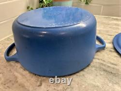 LE CREUSET FRANCE #24 4.5 QT MATT BLUE DUTCH OVEN WithLID CAST IRON ENAMEL CHIP