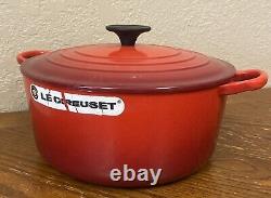 LE CREUSET ROUND DUTCH OVEN CERISE RED 4.2 QUART #24 CAST IRON ENAMEL WithLID