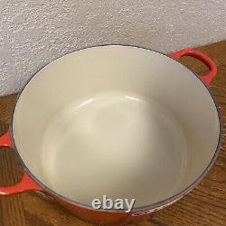 LE CREUSET ROUND DUTCH OVEN CERISE RED 4.2 QUART #24 CAST IRON ENAMEL WithLID