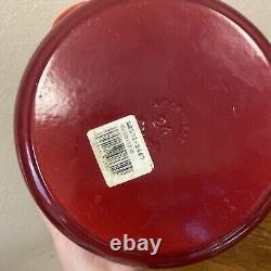 LE CREUSET ROUND DUTCH OVEN CERISE RED 4.2 QUART #24 CAST IRON ENAMEL WithLID