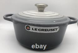 LE CREUSET Round Enamel Cast Iron Dutch Oven Pot Cookware 4.5 qt Flint Oyster