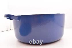 LE CREUSET Size E Ribbed Bottom Blue Dutch Oven 4.5 qt Pot Enameled Cast Iron