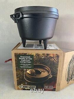 LODGE 1QT 6 Seasoned Cast Iron Camp Dutch Oven Pot 3-Leg Discon HTF #6CO