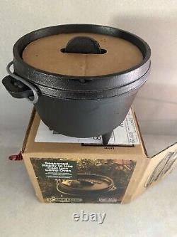 LODGE 1QT 6 Seasoned Cast Iron Camp Dutch Oven Pot 3-Leg Discon HTF #6CO
