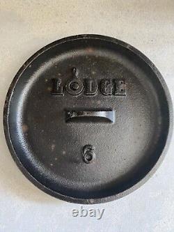 LODGE 1QT 6 Seasoned Cast Iron Camp Dutch Oven Pot 3-Leg Discon HTF #6CO