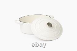 Larder & Vine Enameled Cast Iron Dutch Oven with Lid Oversized 8 QT, White