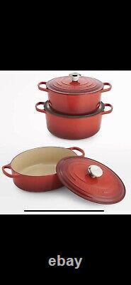 LeCreusetNEW 5.25Qt Signature Round French Dutch Oven Cerise, Red Color. NIB