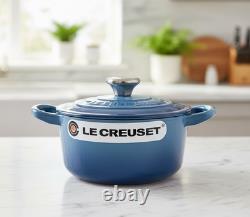 Le Creuset 14.5cm Cast Iron Dutch Oven 1 Qt Marine Blue Enamel Cocotte Ronde
