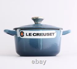 Le Creuset 14.5cm Cast Iron Dutch Oven 1 Qt Marine Blue Enamel Cocotte Ronde