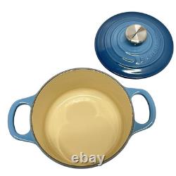 Le Creuset 14.5cm Cast Iron Dutch Oven 1 Qt Marine Blue Enamel Cocotte Ronde