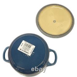 Le Creuset 14.5cm Cast Iron Dutch Oven 1 Qt Marine Blue Enamel Cocotte Ronde