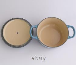 Le Creuset 14.5cm Cast Iron Dutch Oven 1 Qt Marine Blue Enamel Cocotte Ronde