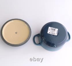 Le Creuset 14.5cm Cast Iron Dutch Oven 1 Qt Marine Blue Enamel Cocotte Ronde