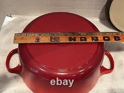 Le Creuset #18 Dutch Oven Red 7 Inch 2 Qt Round with Lid Near Mint