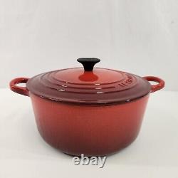 Le Creuset #22 Dutch Oven with Lid Red 3.5 Quart Made in France Enamel Cast Iron