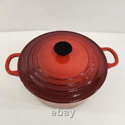 Le Creuset #22 Dutch Oven with Lid Red 3.5 Quart Made in France Enamel Cast Iron