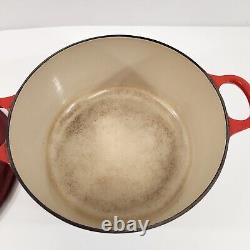 Le Creuset #22 Dutch Oven with Lid Red 3.5 Quart Made in France Enamel Cast Iron