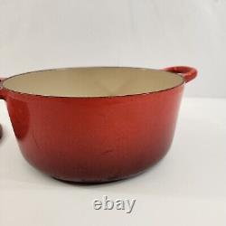 Le Creuset #22 Dutch Oven with Lid Red 3.5 Quart Made in France Enamel Cast Iron