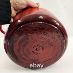 Le Creuset #22 Dutch Oven with Lid Red 3.5 Quart Made in France Enamel Cast Iron