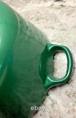 Le Creuset #22 Emerald Green Enameled Cast Iron Lidded Dutch Oven 3.5 Qt VGC