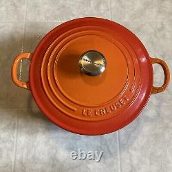 Le Creuset 22 Flame Orange Dutch Oven Casserole Pot 3.5 Quart with Lid Cook