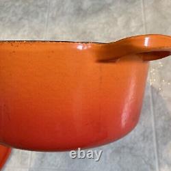 Le Creuset 22 Flame Orange Dutch Oven Casserole Pot 3.5 Quart with Lid Cook