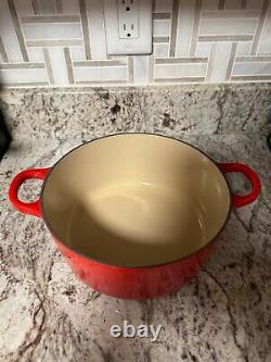 Le Creuset #22 France Red Chili Flame Enamel Dutch Oven With Lid