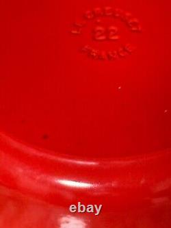 Le Creuset #22 France Red Chili Flame Enamel Dutch Oven With Lid