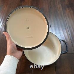 Le Creuset #22 Round Dutch Oven France Enamel Pot 3.5 Lid Navy Matte