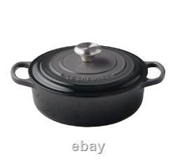 Le Creuset #22 Signature Cast Iron Shallow Round Dutch Oven in Oyster Gray + Lid