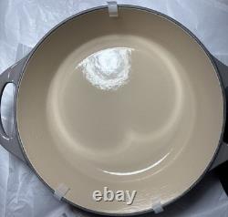 Le Creuset #22 Signature Cast Iron Shallow Round Dutch Oven in Oyster Gray + Lid