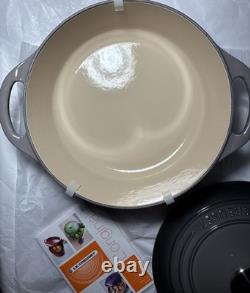 Le Creuset #22 Signature Cast Iron Shallow Round Dutch Oven in Oyster Gray + Lid