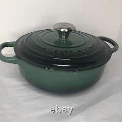 Le Creuset #24 3.5qt Classic French Dutch Oven Dark Green Silver Knob