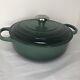 Le Creuset #24 3.5qt Classic French Dutch Oven Dark Green Silver Knob