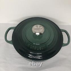 Le Creuset #24 3.5qt Classic French Dutch Oven Dark Green Silver Knob