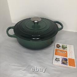 Le Creuset #24 3.5qt Classic French Dutch Oven Dark Green Silver Knob