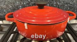 Le Creuset #24 Dutch Oven with Lid Red 3.5 Quart Made in France Enamel Cast Iron