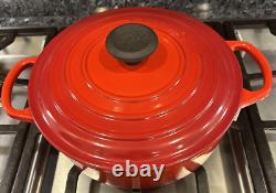 Le Creuset #24 Dutch Oven with Lid Red 3.5 Quart Made in France Enamel Cast Iron