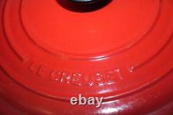 Le Creuset #24 France Enameled Cast Iron Round Red Dutch Oven with Lid 24