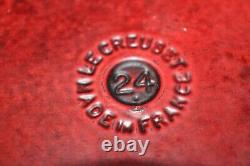 Le Creuset #24 France Enameled Cast Iron Round Red Dutch Oven with Lid 24