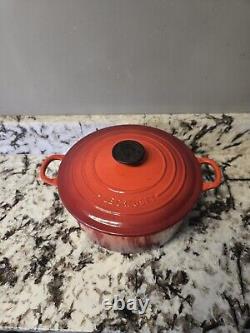 Le Creuset #24 Red Enameled Cast Iron Dutch Oven 4.5 Quarts With Lid